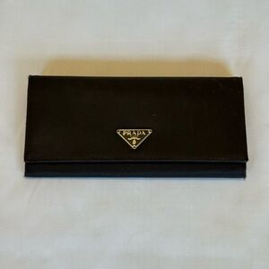 Prada Classic Black Nylon and Leather Wallet